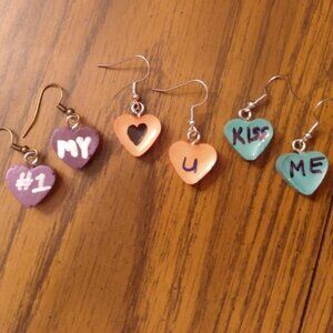 Valentine's Day conversation heart earring trio